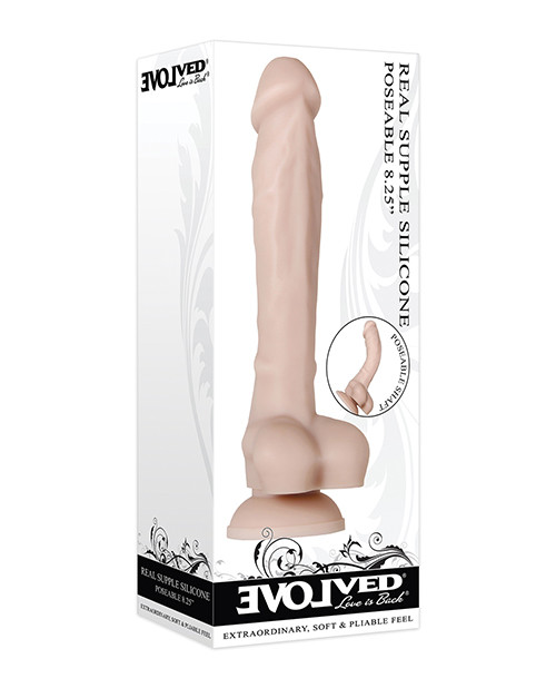 Real Supple Poseable Silicone 8.25 In realistic silicone dildo box front