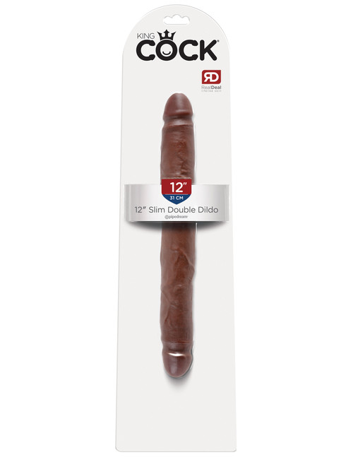 King Cock 12In Slim Double Dildo Brown box front