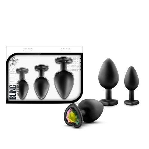 Luxe Bling Plugs Training Kit Black W/Rainbow Gems box