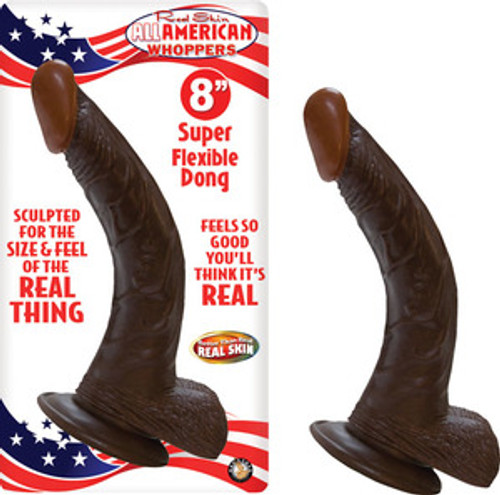 All American Whopper 8 inches Dildo with Balls Brown Realskin Image0