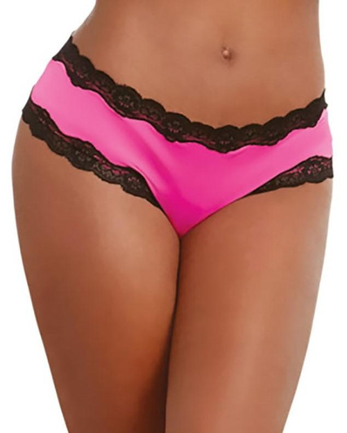 Lace-Up Back Cheeky Panty Hot_Pink_Black L Image 1