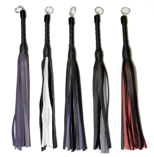 14" Deluxe Leather Flogger - Black on Red