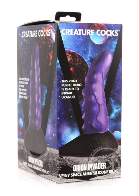 Orion Invader Veiny Space Alien Silicone Dildo 7.25in - Purple