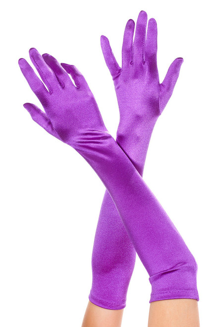 Extra long satin gloves Purple