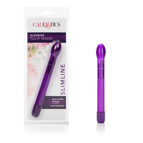 Slender Tulip Wand-violet vibrator box and vibrator