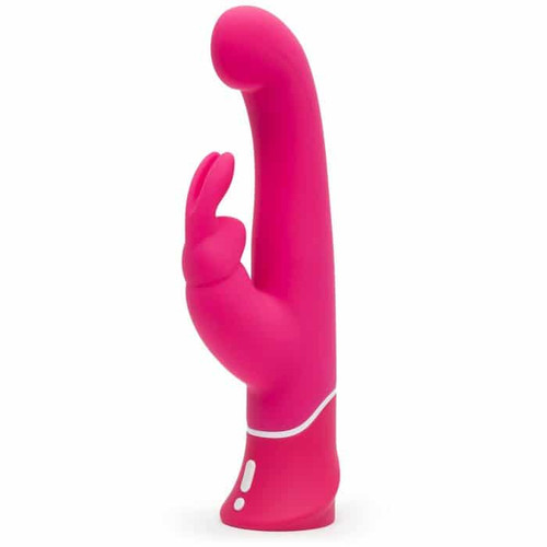 Happy Rabbit 2 G Spot Pink Usb Rechargeable vibrator with clit stimulator angled front view