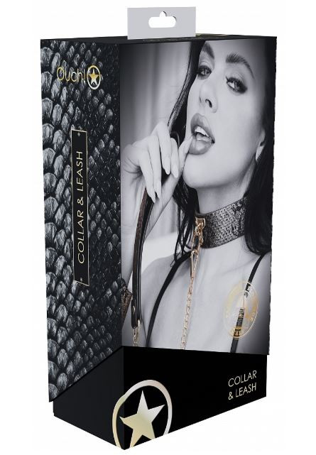 OUCH! FLORENCE COLLECTION COLLAR WITH LEASH - BLACK