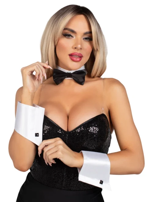 2 PC Tuxedo Kit, Includes Bow Tie Collar and Cuffs