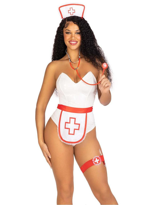 5 PC Nurse Kit, Includes Apron, Headband, Stethoscope, Garter, and Syringe Pen