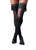 Kixies Keila Black Opaque with Black Fringe Thigh High- Size B