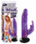 Waterproof Bunny Wall Bangers purple TPR vibrator with shaft and rabbit tickler box and contents