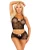 2 PC Black Mini Heart Net Halter Cami and Boy Short Panty