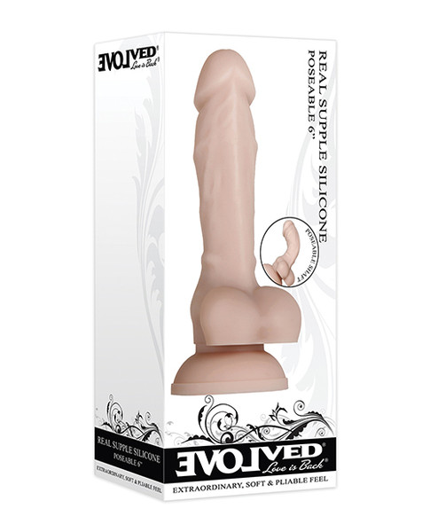 Real Supple Poseable Silicone 6 In realistic dildo box front