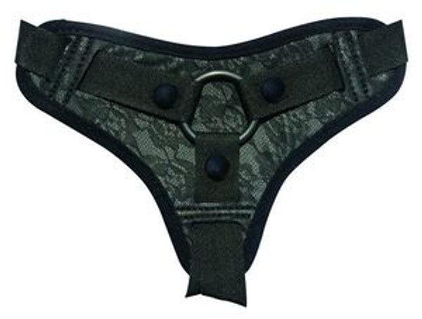 Sportsheets Midnight Lace Strap On Black One size fits most. The velvety, fine lace fabric of this strap on is part of the pleasure as it comfortably hugs your contours.