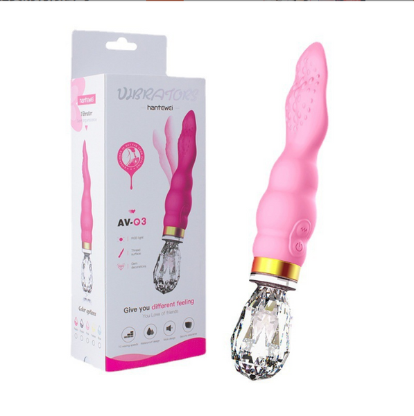 Crystal Handle Tongue Vibrator -with LED lights