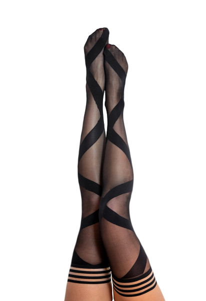 Kixies Jackie Black Ballet Thigh Highs Size B