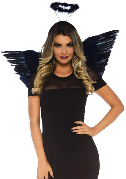 2pc. Black Angel Accessory Kit (Wings and Halo)