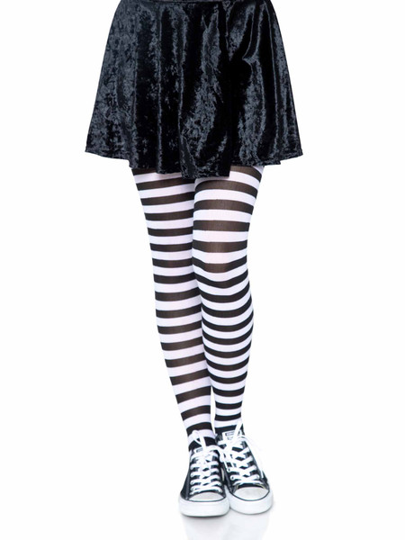 Nylon Stripe Tights O/S BLACK/WHITE