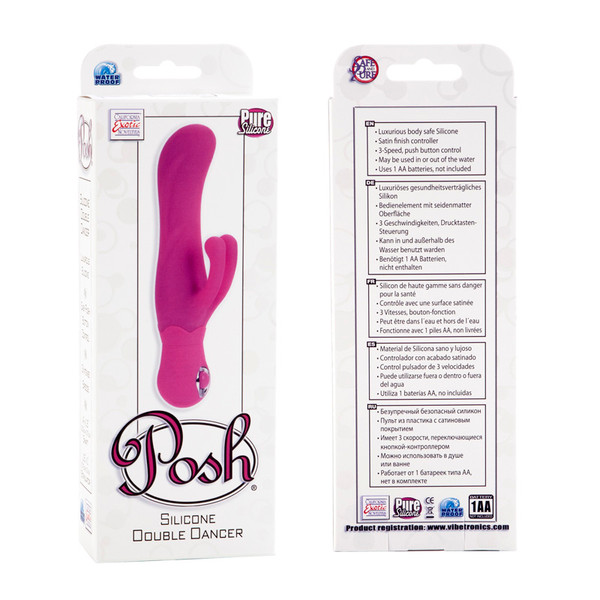 Posh Silicone Double Dancer Pink vibrator box front and back