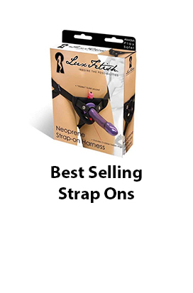 image of a strap on harness and dildo in package with caption reading Best Selling Strap Ons