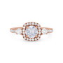 Configuración de Compromiso Halo de Diamante Redondo de Tres Piedras (Para 1ct Redondo)