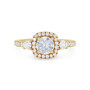 Monture de bague de fiançailles en halo de diamant coussin à trois pierres (Pour diamant rond de 1 ct)