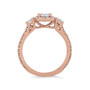 Monture de bague de fiançailles en halo de diamant coussin à trois pierres (Pour diamant rond de 1 ct)