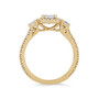 Drei-Steine-Runde-Diamant-Kissen-Halo-Verlobungsfassung (Für 1ct Rund)