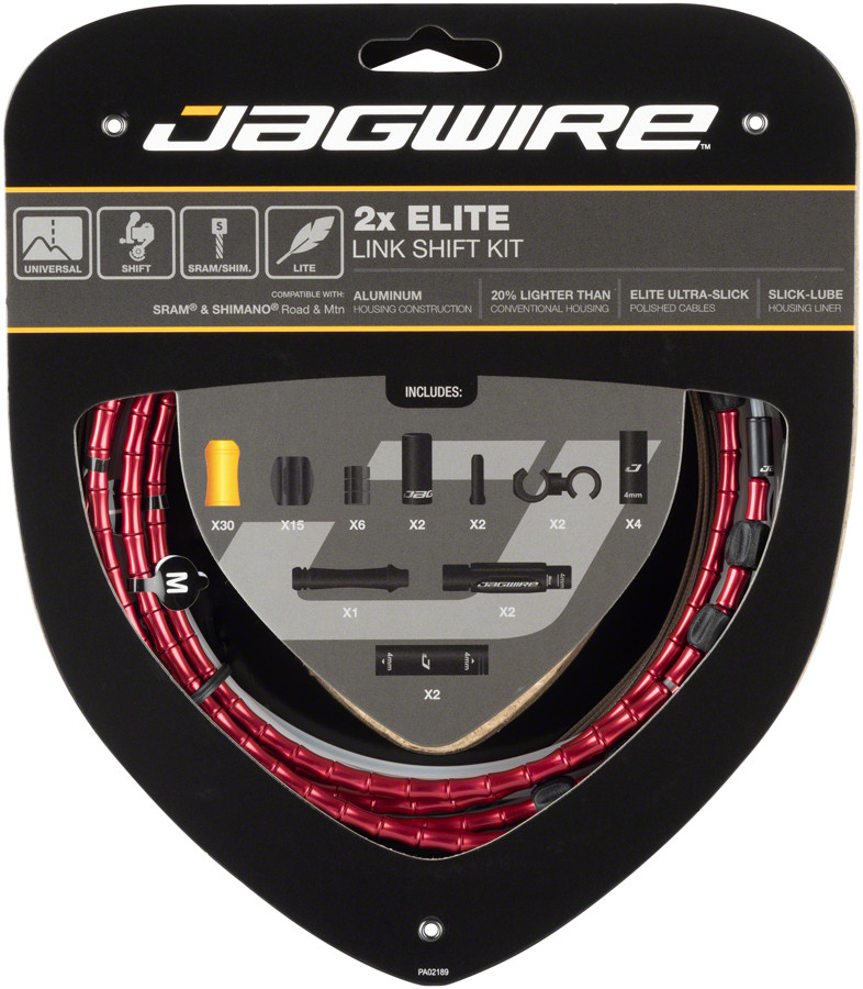 Jagwire 2x Elite Link Shift Cable Kit SRAM/Shimano with Polished