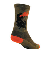 Sockguy Dinosaur Wool Crew Socks, 9-13, Brown