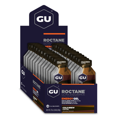 GU Roctane Energy Gel, Cold Brew Coffee, 24/Count