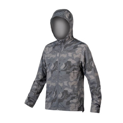 Endura Hummvee Windproof  Hooded Shell Jacket, L , Gray Camo