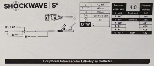 Shockwave Medical S4 Peripheral Intravascular Lithotripsy Catheter - S4IVL4040