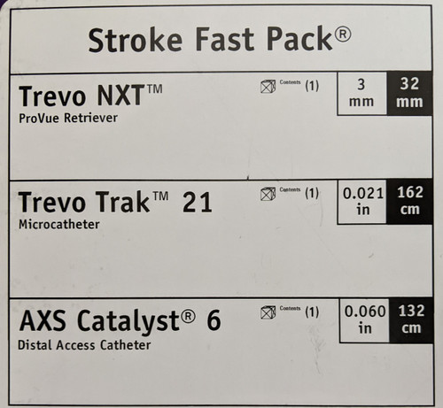 Stryker Neurovascular Stroke Fast Pack - Trevo NXT ProVue Retriever, Trevo Trak 21 Microcatheter, and AXS Catalyst 6 Distal Access Catheter - SFP913160