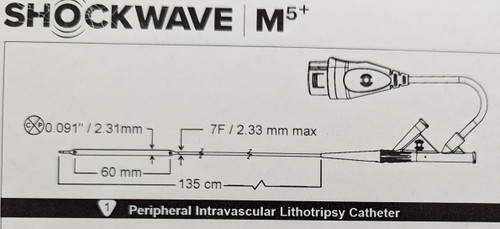 Shockwave Medical M5+ Peripheral Intravascular Lithotripsy Catheter & Cable Sleeve - M5PIVL8060