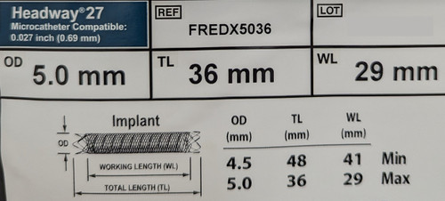 Microvention FRED X Flow Diverter Stent - Headway 27 Compatible - FREDX5036