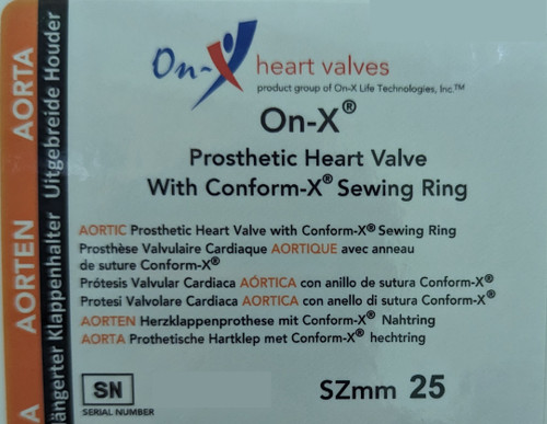 On-X Prosthetic Heart Valve with Conform-X Sewing Ring - Aortic - ONXACE-25