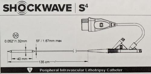 Shockwave Medical S4 Peripheral Intravascular Lithotripsy Catheter & Cable Sleeve - S4IVLK3040
