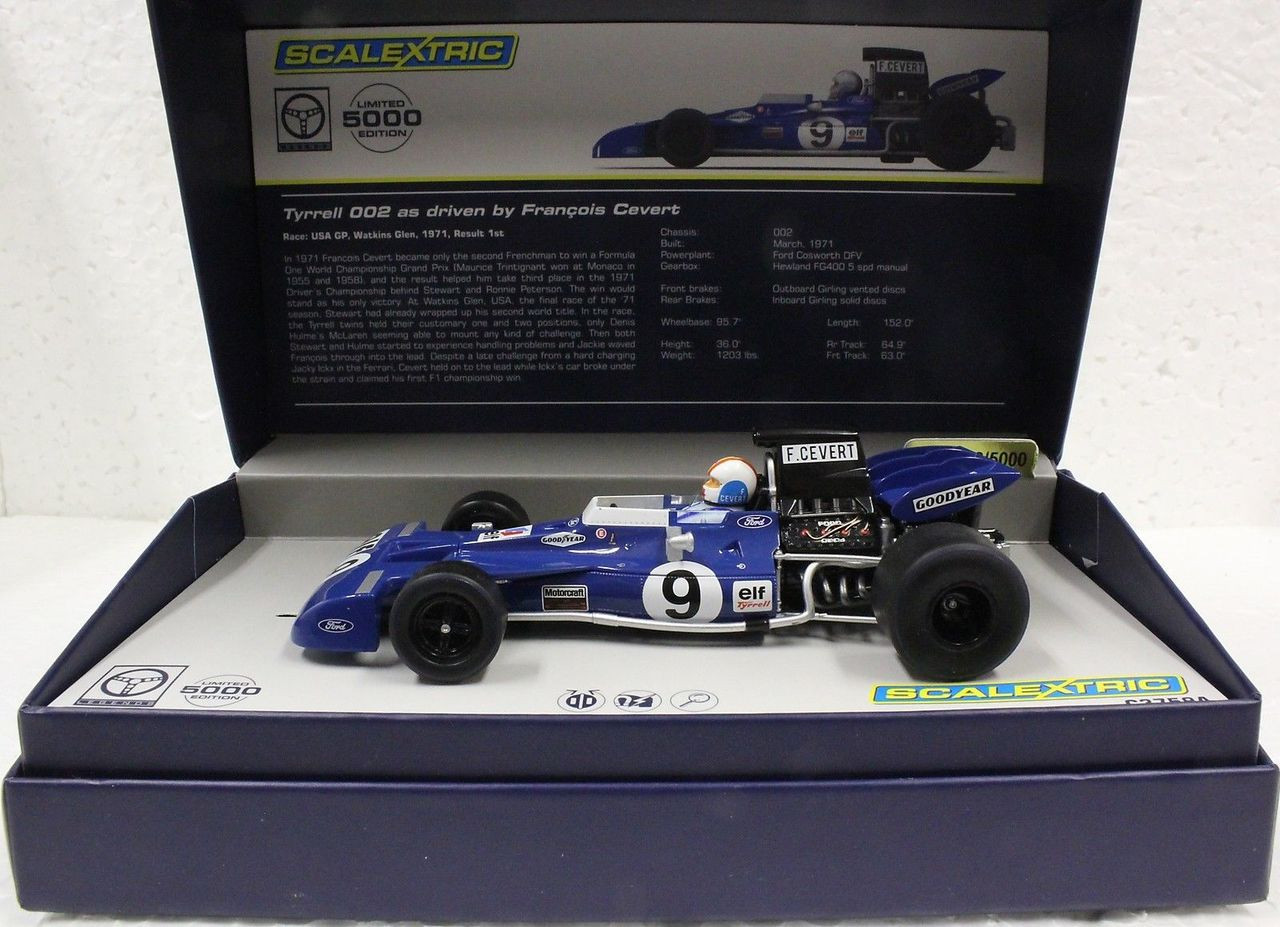 C3759A Scalextric Tyrrell 002 Francios Cevert 1st Watkins Glen 1971, #9  Limited Edition 1/32 Slot Car