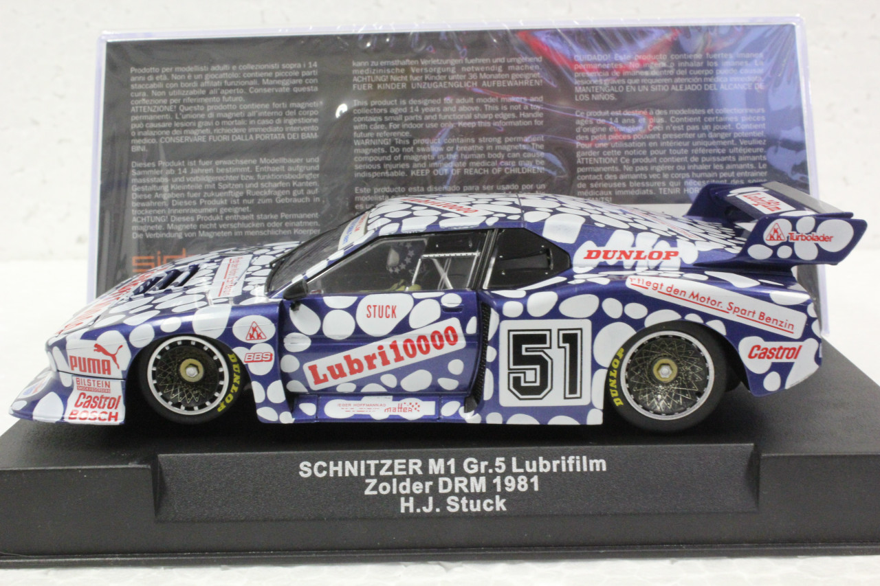 SW44 Racer Sideways BMW M1 Schnitzer Gr. 5 Lubrifilm Zolder DRM 1981, #51  1:32 Slot Car