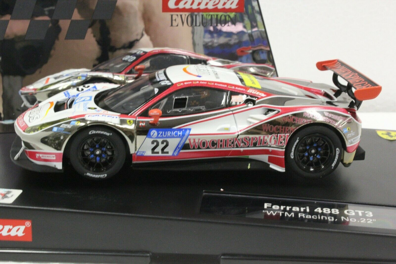 27591 Carrera Evolution Ferrari 488 Gt3 Wtm Racing 22 132 Slot Car