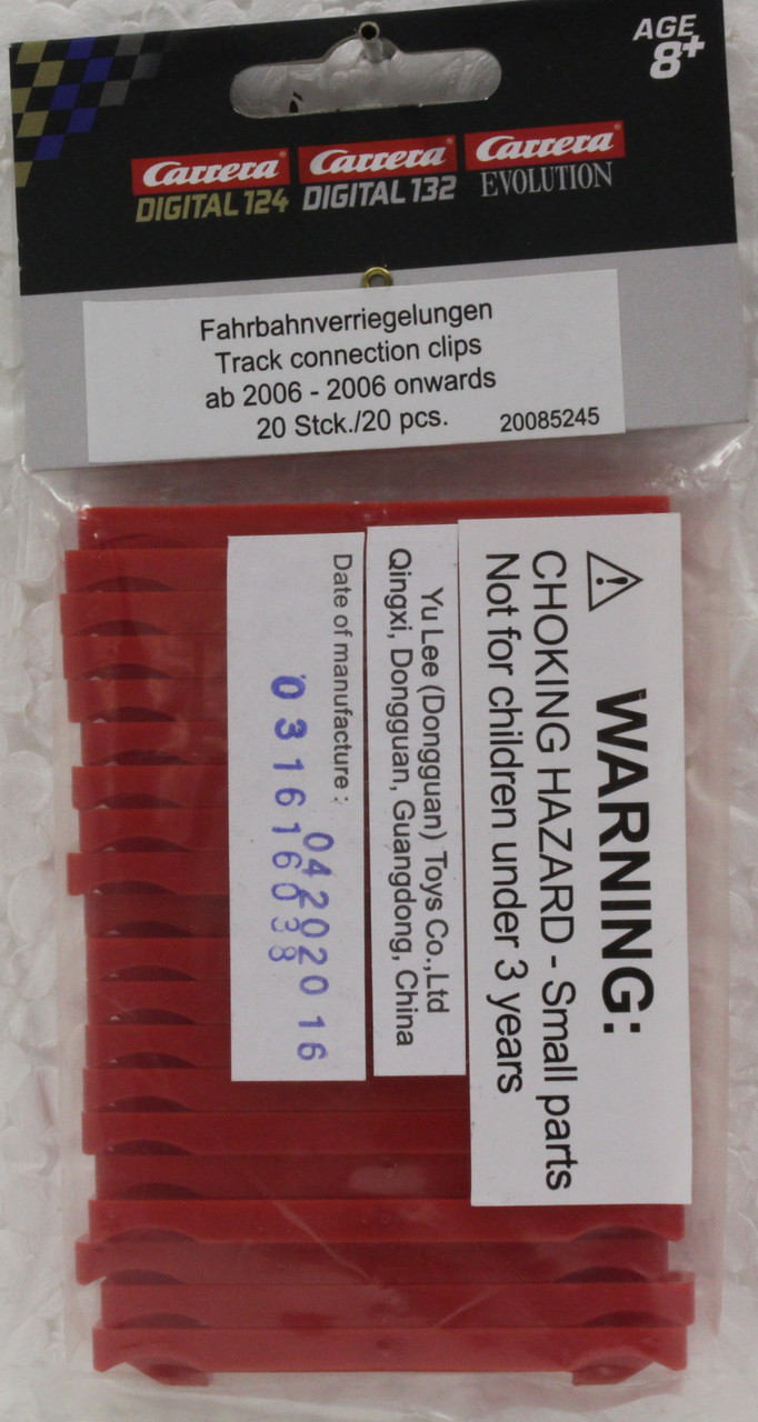 85245 Carrera Track Connection Clips - Red Fingers (20 Pieces) 1:24/1:32 Slot  Car Accessory - Great Traditions