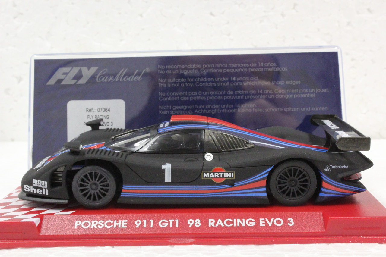 FLY-115/07064 Fly Racing Martini Porsche 911 GT1-98 EVO 3 22,000 RPM, #1  1:32 Slot Car