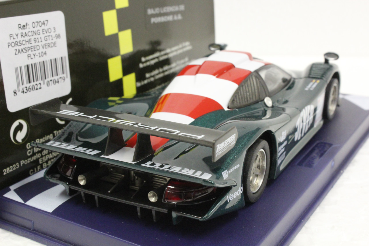 FLY-104/07047 Fly Racing Porsche 911 GT1-98 EVO 3 - Jever Zakspeed Green  1:32 Slot Car