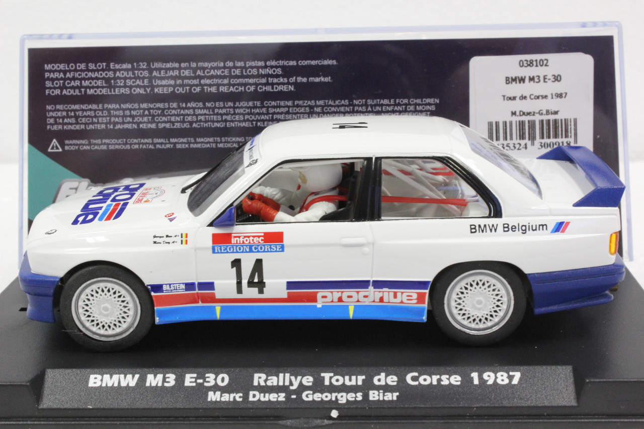 038102 Fly BMW M3 E-30 Rallye Tour De Corse 1987, #14 1:32 Slot