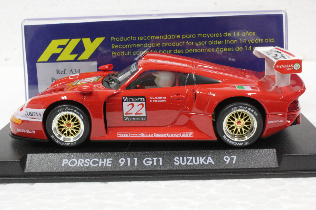 A34 Fly Porsche 911 GT1 EVO Suzuka 1997, #22 1:32 Slot Car - Great