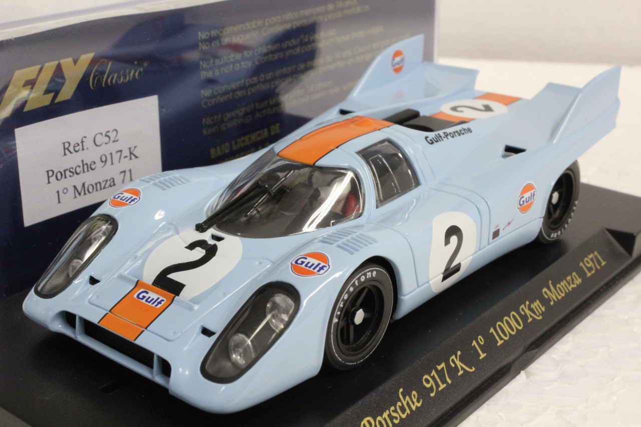 C52 Fly Gulf Porsche 917k 1st Place 1000km Monza 1971, #2 1:32 Slot Car