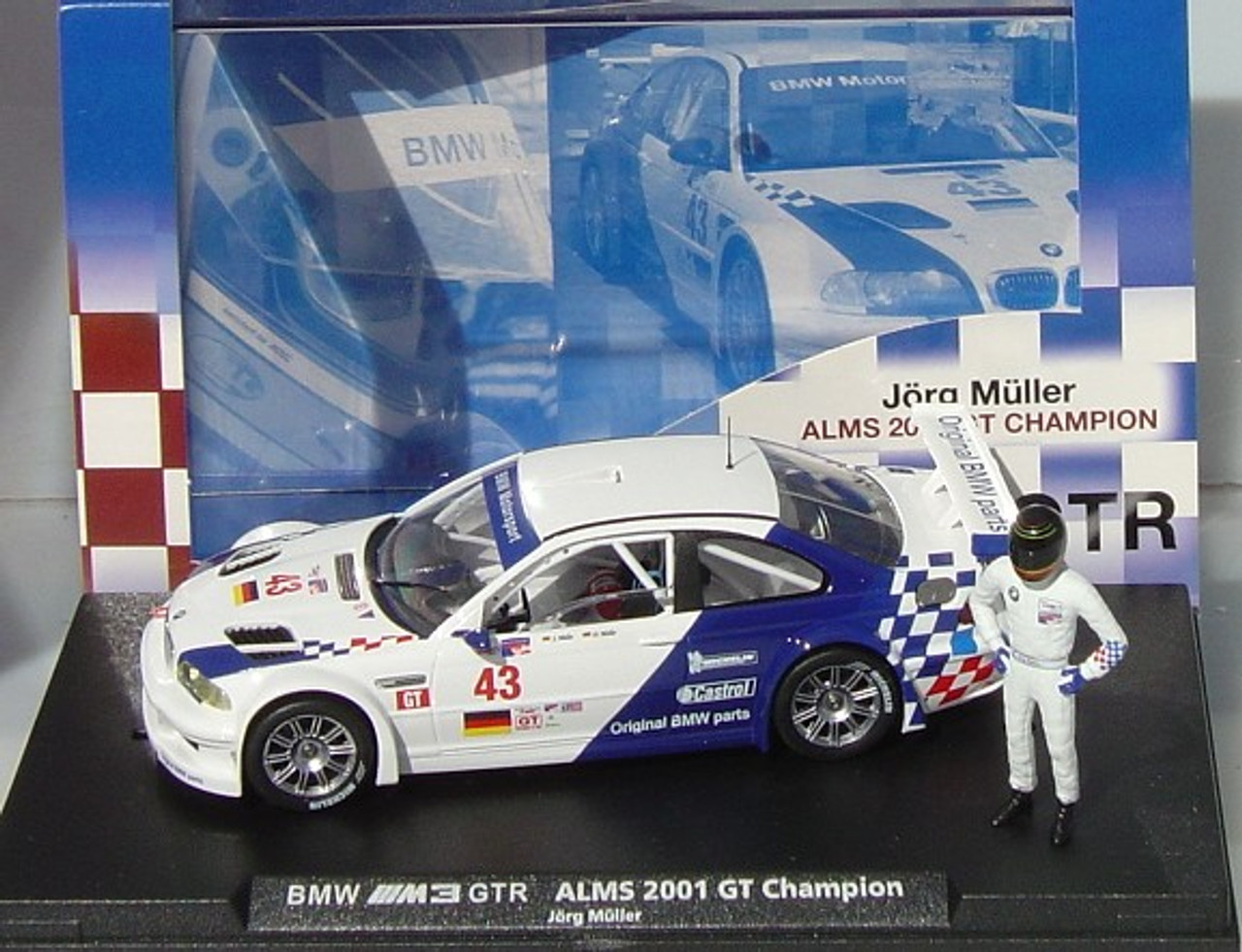 E283/96014 Fly BMW M3 GTR ALMS 2001 GT Championship w/Figure, #43 1:32 Slot  Car