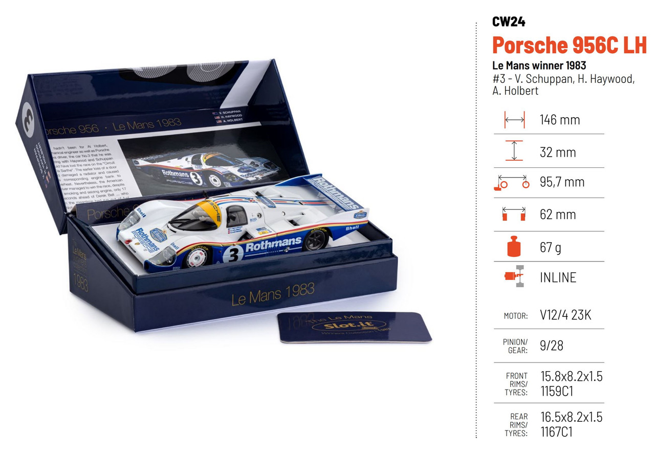 SICW24 Slot.it Porsche 956C LH Le Mans Winner 1983 Rothmans, #3 1