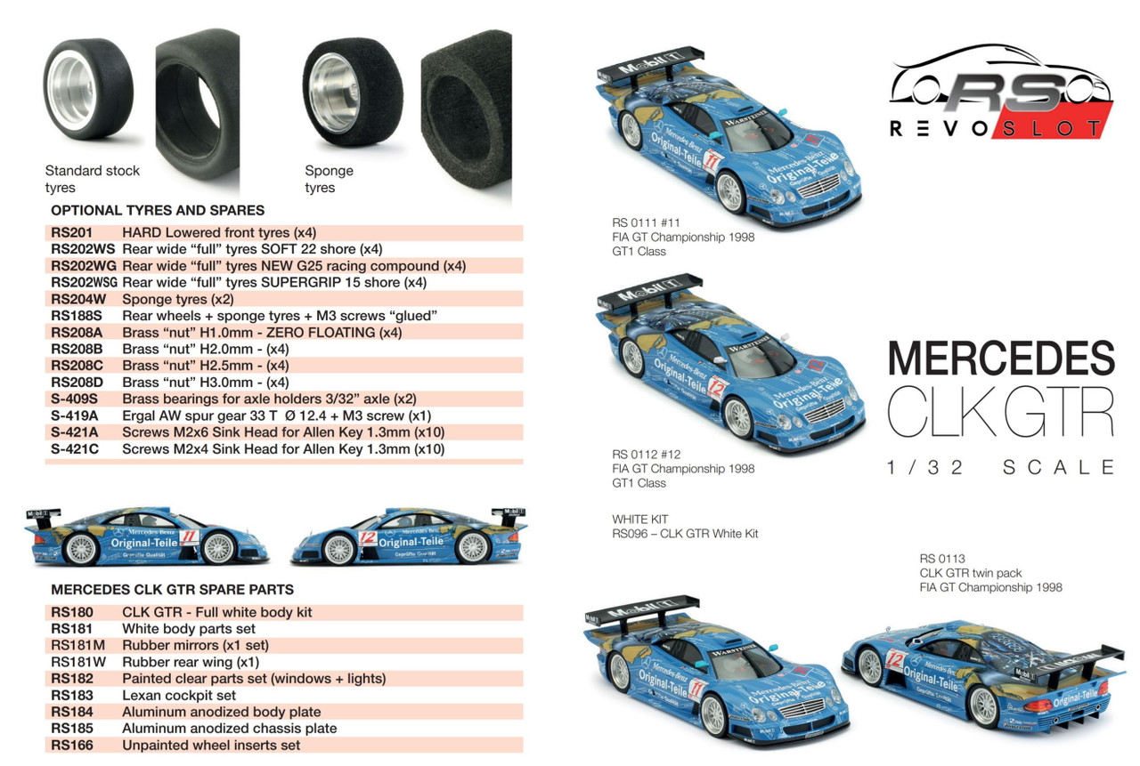RS0112 RevoSlot Mercedes CLK GTR, #12 1:32 Slot Car - Great Traditions
